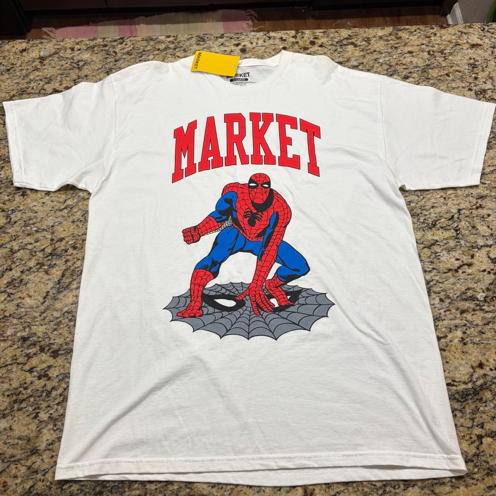 NEW Market Marvel Spider-Man Graphic T-Shirt White Mens XL ws